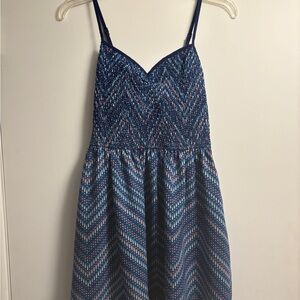 Mason + Mackenzie medium blue and pink smocked summer dress